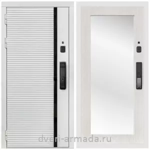 Входные двери 960 мм, Умная входная смарт-дверь Армада Каскад WHITE МДФ 10 мм Kaadas K9 / МДФ 16 мм ФЛЗ-Пастораль, Дуб белёный