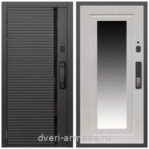 Входные двери 2050 мм, Умная входная смарт-дверь Армада Каскад BLACK МДФ 10 мм Kaadas K9 / МДФ 16 мм ФЛЗ-120 Дуб белёный