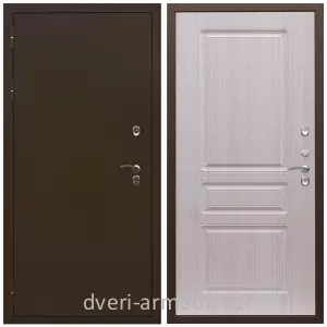 Уличные, Дверь входная в деревянный дом Армада Термо Молоток коричневый/ ФЛ-243 Дуб белёный с панелями МДФ