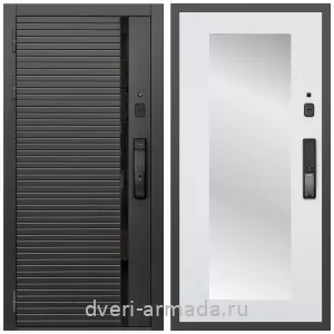 Одностворчатые входные двери, Умная входная смарт-дверь Армада Каскад BLACK МДФ 10 мм Kaadas K9 / МДФ 16 мм ФЛЗ-Пастораль, Белый матовый
