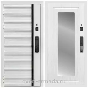 Входные двери Экстра, Умная входная смарт-дверь Армада Каскад WHITE МДФ 10 мм Kaadas K9 / МДФ 16 мм ФЛЗ-120 Ясень белый