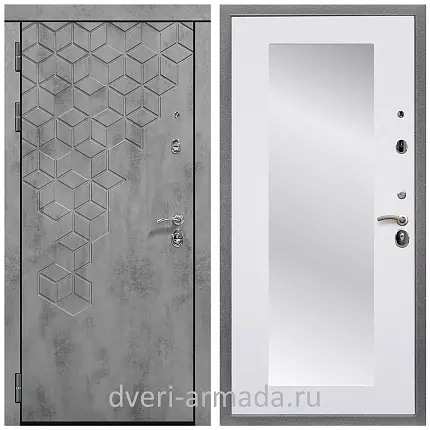 Дверь входная Армада Квадро МДФ 16 мм Бетон тёмный / МДФ 16 мм ФЛЗ-пастораль, Белый матовый
