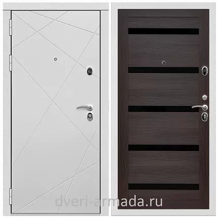 Дверь входная Армада Тесла МДФ 16 мм / МДФ 16 мм СБ-14 Эковенге стекло черное