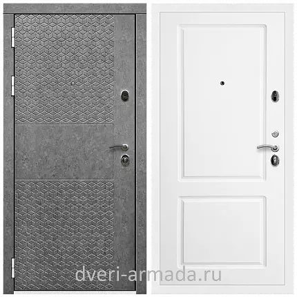 Дверь входная Армада Престиж Белая шагрень МДФ 16 мм Штукатурка графит ФЛС - 502 / ФЛ-117 Белый матовый