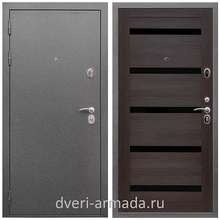 Дверь входная Армада Оптима Антик серебро / МДФ 16 мм СБ-14 Эковенге стекло черное