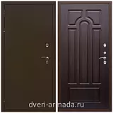 Входные двери для подъезда, Дверь входная железная уличная для загородного дома Армада Термо Молоток коричневый/ ФЛ-58 Венге с панелями МДФ